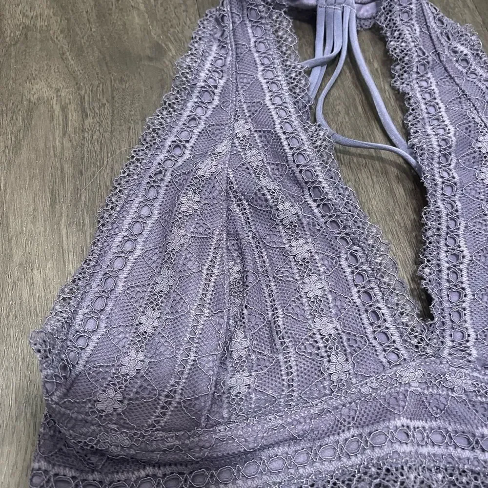 French Affair Purple Lace Trim Top